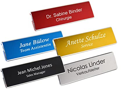 Profil-Metall-Namensschild mit Magnet Magnetbefestigung incl. Gravur Aluminium NEU (schwarz)