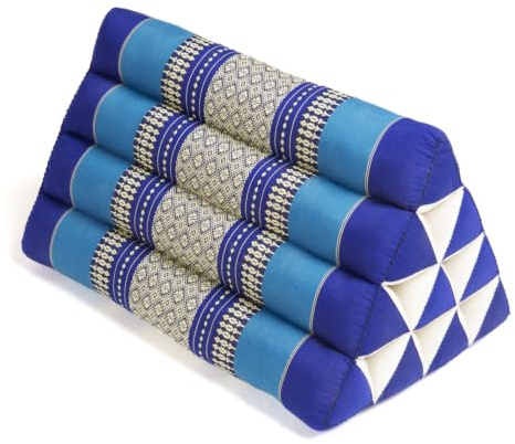 Dreieck Thaikissen, Kapokfüllung, Meditationskissen, Komfort, blau | Traditionelles Thai-Kissen, vielseitig einsetzbar, ideal für Kopf, Rücken oder Beine, atmungsaktive Kapokfüllung.