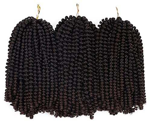 Beyond Beauty Spring Twist Ombre Colors Crochet Braids 3Packs 8Inch Short Crochet Braids Synthetic Braiding Hair Extensions Low Temperature Fiber (3Packs-8Inch, T1B-33)