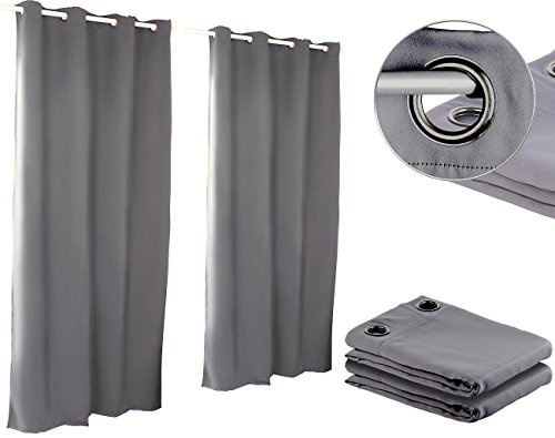 Carlo Milano Thermovorhang: 2er-Set Verdunkelungs-Vorhänge, Weite 4-cm-Ösen, 145 x 245 cm, grau (Gardinen, Thermovorhänge mit Ösen, Dia)
