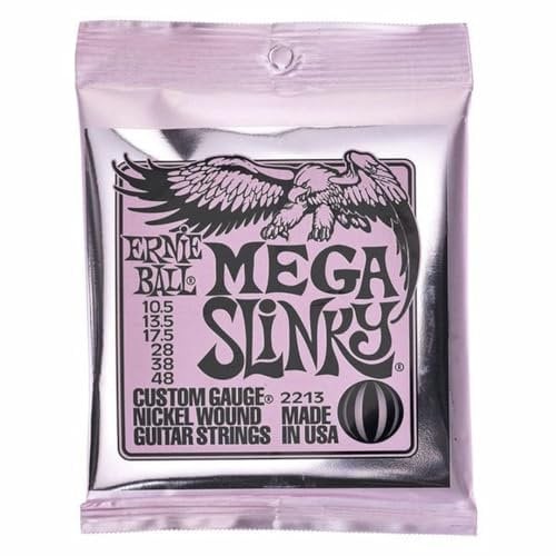 Ernie Ball Mega Slinky - Cuerdas para guitarra eléctrica, entorchado de níquel, 1 paquete, calibre 10.5-48