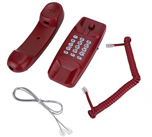 Telefono fisso cablato, desktop squisita fissato al muro fisso Nessun telefono con filo ID chiamante, ultimo numero chiamata/Flash/Chiamata funzione silenziamento/linea telefonica Tuta(Rosso)