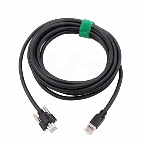 HTcable RJ45 Cat5e Ethernet Cable for Industrial Camera Automation Equipment Network Internet Application, Screw Lock Horizontal, Abrasion Resistant (25m)
