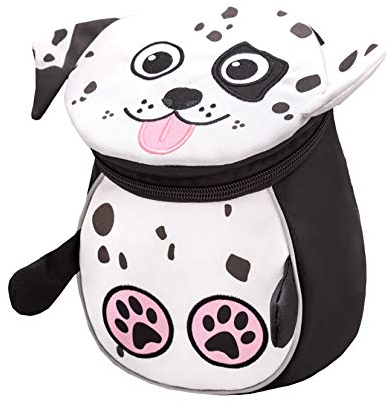 Belmil Kindergartenrucksack mit Brustgurt und Namensschild für 1-3 Jährige/Jungen - Mädchen / 4 L/Schwarz/in Tierform: Hündchen (305-15 Mini Dalmatian)