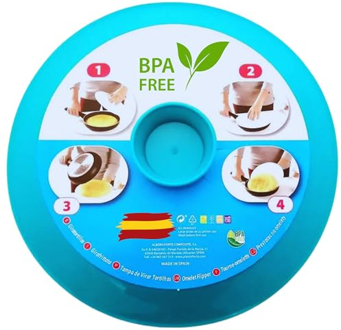 TAPA VOLTEATORTILLAS Sartenes| Gira Tortillas Tapadera | Ideal para Tortilla de Patatas| Vuelcatortillas Grande 29 Cm|Antisalpicaduras Cocina Plástico|Giratortillas Volteadora Vuelta Voltear|Azul
