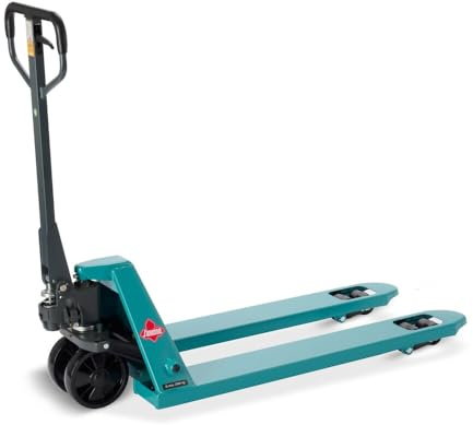 Ameise Hubwagen PTM | 2.500kg Tragkraft | 1.150mm Gabellänge | Lenkrad/Gabelrolle aus robustem Polyurethan | Tandem-Gabelrollen | Palettenhubwagen Türkisblau