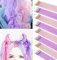 MOSCSMDY 10 Stück Farbige Haarverlängerungen Clip in Wig Pieces Colorful Hair Pieces Party Highlights Heat Resistant Synthetic Straight Multiple Colors(Hellrosa Hellviolett)