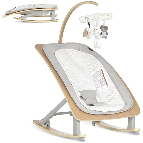 Evolur Tory 2-in-1 Rocker & Chair, Light Gray