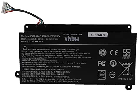 vhbw Akku kompatibel mit Toshiba Satellite Radius 15 P50W-C-10P, 15 P50W-C-10V, 15 P50W-C-110 Notebook (4166 mAh, 10,8 V, Li-Polymer)