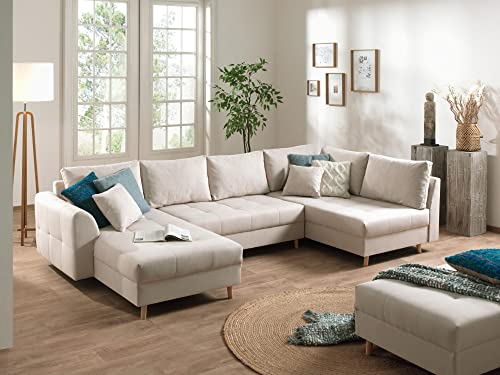 Lisa Design Rune – Wohnlandschaft – mit hocker – 7-Sitzer – skandinavischer Stil – rechts Beige