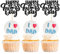 24Pcs Happy Father's Day Cupcake Toppers Black Glitter Best Dad Ever Cake Toppers Paper Cake Picks for Fathers Day Party Favor Supplies
