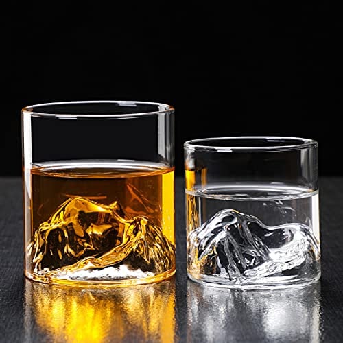 Garhelper Japanese Whiskey Glasses Set of 2, Glass Mountain Viewing Cup Mount Fuji Glass Cup,Clear Cocktail Glasses Teacups for Drinking Bourbon,Cognac,Scotch,Cocktails,Rum,Various Other Beverages