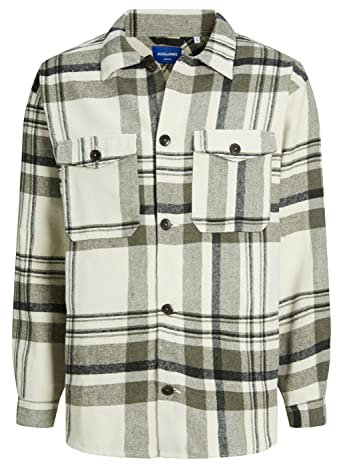 JACK & JONES Men's JOROLLIE Check Overshirt LS SN Hemd, Tap Shoe, M