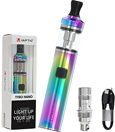 VAPTIO Tyro-Nano Kit Vape Pen 900mAh Akku 30W All in One Elektronische Zigarette,Starter Kit mit 2.0ml Tank 1 Stück Cosmo-Spule 1,6 Ohm,kein E-Liquid kein Nikotin(Regenbogen)