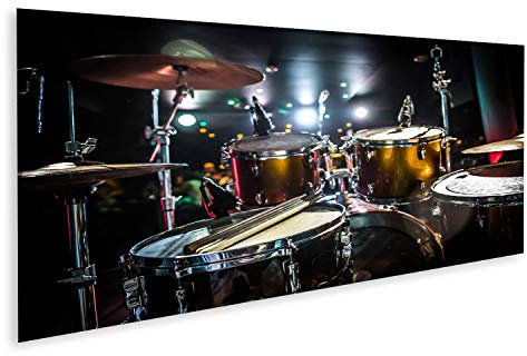 islandburner Bild auf Leinwand Schlagzeug Drums Set Bühne 120x 40cm - Wandbild Poster Kunstdruck Bilder