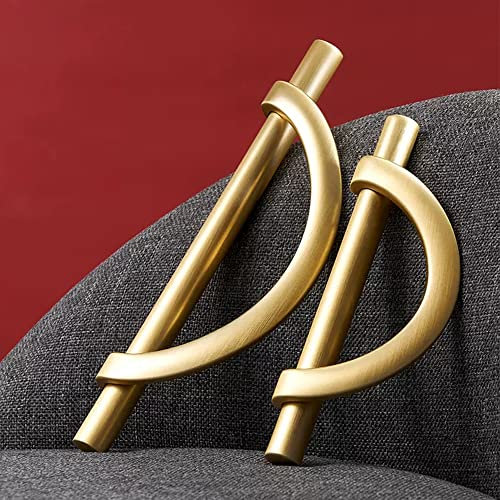 DAPANIY Lot de 2 Poignées de Tiroir Dorées Brossées en Forme de Demi-Lune - Pour Armoire, Commode, Placard de Cuisine - Style Antique 9,5 cm