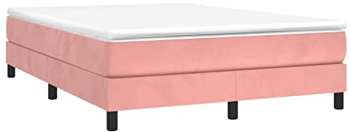 vidaXL Bettgestell, Polsterbett Bett für Schlafzimmer, Bettrahmen mit Lattenrost Stützbeinen, Schlafzimmerbett Doppelbett, Rosa 140x200cm Samt