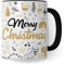 Merry Christmas Tasse Weihnachten Kaffeetasse xmas Geschenk Kollegen Geschenkidee Mama Advent Glühwein-Becher Tee Oma Deko Winter weihnachtlich Rot Gold Amerikanisch (Weiß/Schwarz)