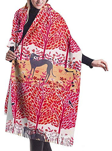 Oudrspo Schal Herbst Windhund Gemütlich Weich Mode Winter Warm Großer Schal Langer Schal 77x27inch