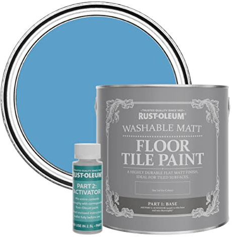 Rust-Oleum Blue Washable Matt Floor Tile Paint - Cerulean 2.5L