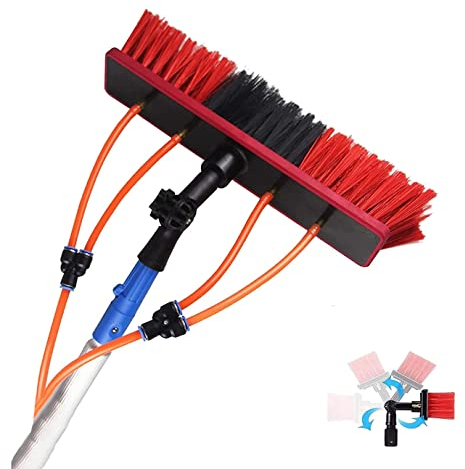 12M Outil Télescopique Lavage à Pulvérisation d'eau Prolongé Toiture Conservatoire de Nettoyage Extensible, Le pôle unique ne pèse que 0,25 kg.Brosse Nettoyage Panneaux Photovoltaïques Solaires