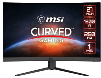 MSI G27C4X, 27 Curve Gaming Monitor 1500R, 1920 x 1080 (FHD), VA, 250Hz, FreeSync Premium, HDMI, Displayport, Tilt