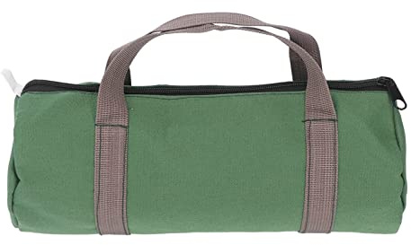 Tool Bag Canvas Wide Mouth Multifuntional Portable Large Capacity Waterproof Heavy Duty Handbag for Wrench Screwdriver Pliers Nail Army Green (Large)