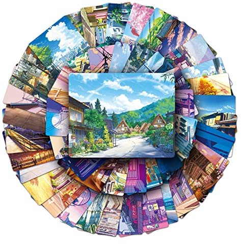 Japanese Landscape Stickers for Laptop (Pack of 50), Gift for Children, Teenagers, Adults, Boys, Japanese Scenery Stickers, Waterproof Vinyl Stickers for Scrapbooking, Skateboard, Car, Luggage