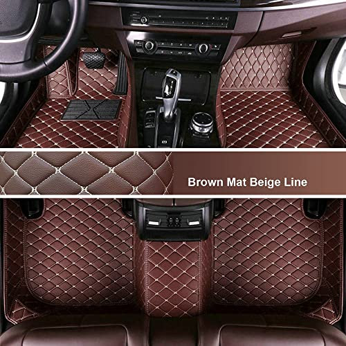 Personalisierung Anpassen Autofussmatten - 3D Luxus PU-Leder Auto Fussmatten Massanfertigung, Nach Maß Fußmatten Kompatibel mit 99% AutoMarke Modell (Braun)