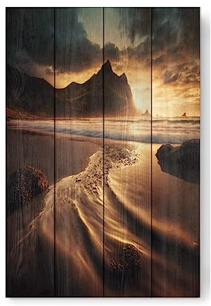 artboxONE Holzbild 60x40 cm Natur Beach Sunrise von Künstler 2B Optik