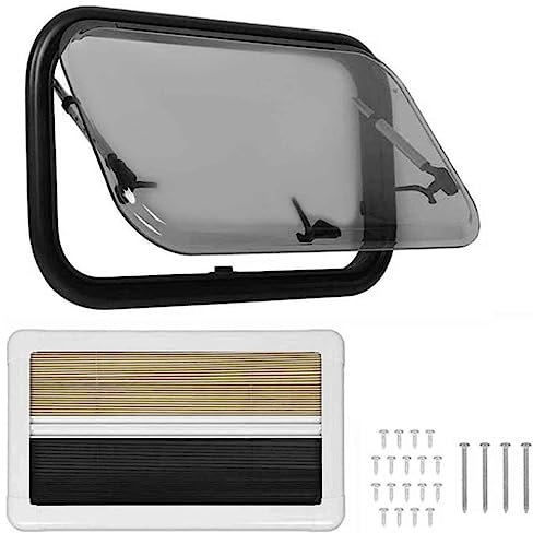 FENGSSLL Finestra per Camper, Sostituzione Finestra del Camper, Finestra di Ventilazione con Vetro Acrilico, Finestra Push-out per Camper con avvolgibile Integrato e zanzariera,550X400mm