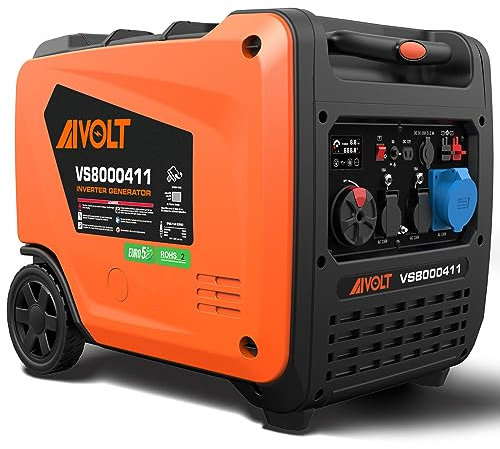 AIVOLT 6000W Petrol Inverter Generator 4 Stroke Portable Generator for Camping, Construction, Jobsites - Pure Sine Wave, Ultra Quiet, Electric Key-322cc Engine, 13.5L Fuel Tank