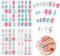 96 Pcs Kids Stick on Nails, Kids False Nails Cartoon Press on Fake Nail Tip Children Pre-glued Fake Nail for Girls (Striped)