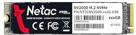 Netac SSD interne NAND PCIe Gen3 x4 M.2 2280 NVMe 1.3 3D NAND jusqu'à 2500 Mo/s en lecture, 1000 Mo/s en écriture-NV2000