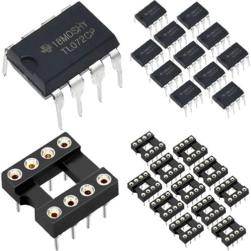 DAOKAI TL072CP Operational Amplifier DIP-8 Delay Op Amps Dual Operational Amplifier DIP TL072CN TL072 Low Noise IC Chips with Round DIP-8 IC Socket,pack of 12