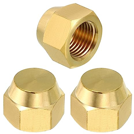 PATIKIL Femelle 5/16 Laiton Joint Bouchon, 3 Paquet SAE Flare Tube Raccord 45 Degré Hex Tuyau Raccords pour Climatisateur Réfrigération