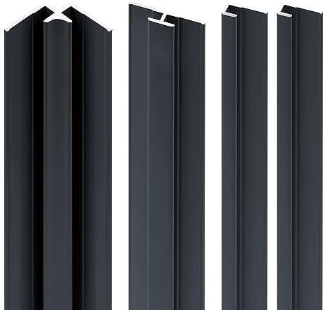 Schulte pack de 4 profilés à 210 cm: 2 profilés de finition + 1 profilé d'angle intérieur + 1 profilé d'extension, alu-argenté, pour panneau mural de salle de bains DécoDesign, revêtement douche