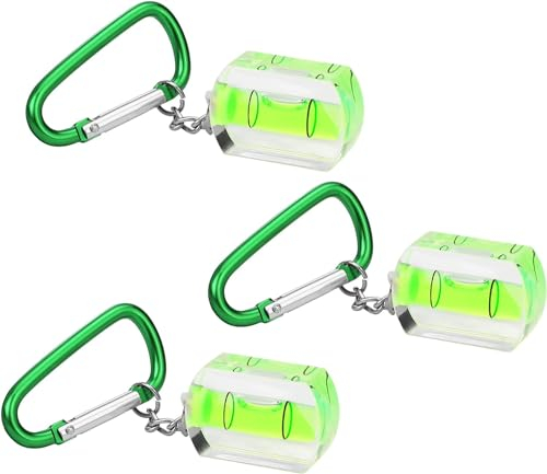WORKPRO 3-Pack Keychain Small Spirit Level, Mini Spirit Level 22.2 * 13.4 * 34mm with Level Bubble Metal Keychain & Hook for Tiles Floor Picture TV Set Hanging, Horizontal and Vertical