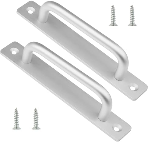 DDHOMIN 2 PCS Silver Aluminum Alloy Closet Door Handles with Screw Holes