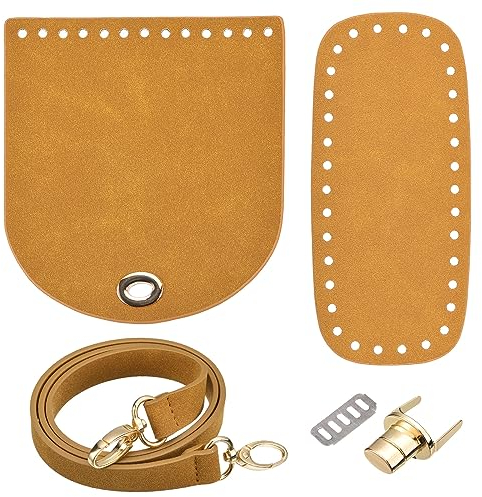 QUARKZMAN 5Stk Leder Tasche Rucksack Herstellung Set Leder Geldbörse Herstellung Kit mit Tasche Unten Schulter Riemen Klappdeckel Schloss für Basteln Tasche Herstellung Braun