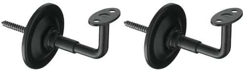 AMIG - Halterung für Geländer, Handlauf für Treppen, widerstandsfähig und robust, Wandmontage, Stahl, Farbe: mattes Schwarz, inklusive: Schrauben und Dübel (Packung mit 2)