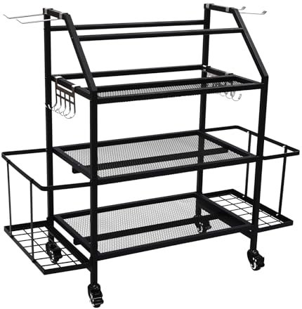 Yogamatte Hantelständer Gym Rack für Home mit 4 Rollen und Haken Multifunktionales Fitnessgeräte-Aufbewahrungsregal für Hanteln, Yoga Matte, Faszienrolle, Kettlebell und Yoga Block