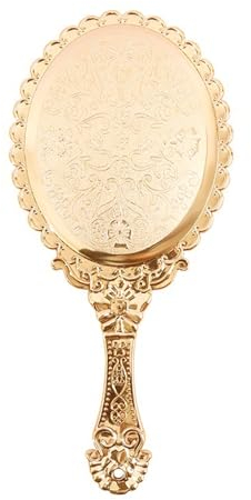 Golden Rose Cosmetic Mirror,Vintage Handspiegel antiker Stil Spiegel,Vintage Floral Mirror Large Electroplated Rose Handheld Mirror,Portable Cosmetic Mirror,Hand Mirror,Vintage Hand Mirror (Gold)