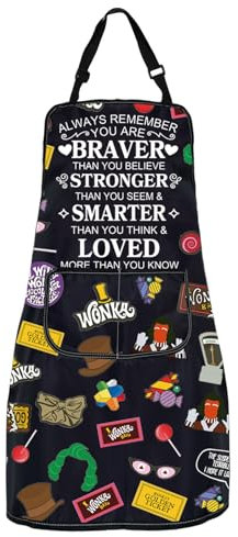 MYSOMY Wonka-Schürze mit Taschen, Motiv: Willy Musikalische Wonka, Geschenk für Musikliebhaber, Wonka Schürze, Einheitsgröße