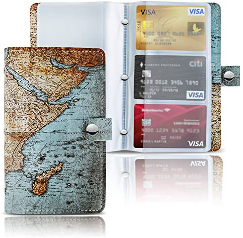 Czzmy 96 Porte Cartes de Visite Carte de Livre PVC Cartes pour Ranger Carte de Visite Cartes Fidélité Porte Carte de Crédit etc(1-Carte rétro)