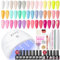 COSCELIA Kit Semipermanente Unghie e Lampada LED+U V per Smalto in Gel 20 Colori Smalti Semipermanenti e 5pz Base Coat Top Coat e gli Strumenti Decorazioni per Unghie Design