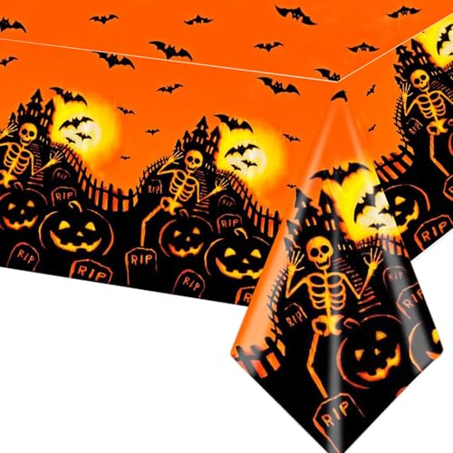 Gruselige Halloween Skelett Tischdecke, 137 x 274 cm - Einweg, für Party & Zu Hause