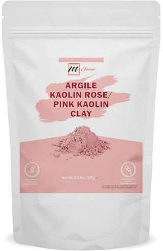 Argile Rose/Poudre d’Argile Kaolin Rose 100% Naturelle pour le Raffermissement de la Peau, Masques Faciaux, Crèmes, Masques pour le Visage et Fabrication de Savons 227 g / 0,5 lbs