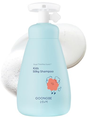 GOONGBE Shampoo setoso per bambini, shampoo ammorbidente coreano per bambini, cura brillante e lucida per capelli deboli, crespi e inclini ai nodi, formula a basso pH e senza silicone, profumo senza
