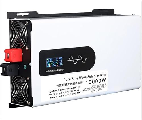 ylpddmm Convertisseur 12V/24V 220V Pur Sinus Transformateur, avec Dual AC Prises et écran LCD,Onduleur Transformateur avec Allume Cigare Prise Electrique,12V-10000W